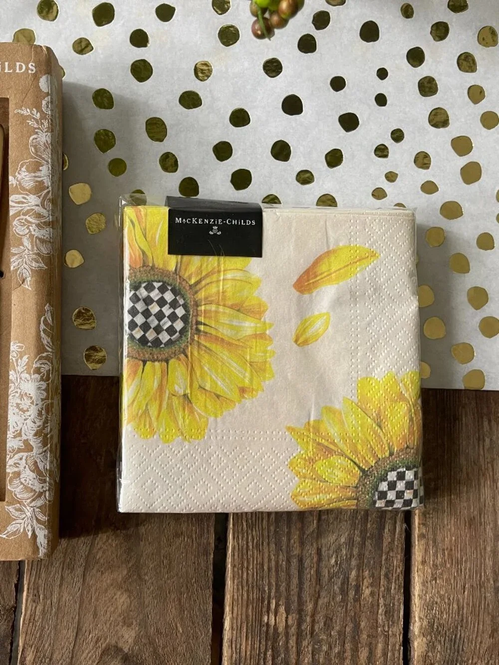 MacKenzie-Childs Sunflower Napkins & Spreader Bundle: Gift-Ready Holiday or Not!